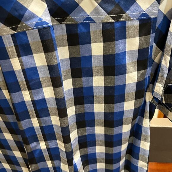NWOT Ecko Blue & Black Checkered Men's Short Sleeveeeve Medium Shirt #257 - Picture 5 of 6